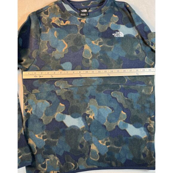 The North Face Mens Blue Green Camo Pullover Fleece Sweatshirt Baselayer M - Picture 6 of 7